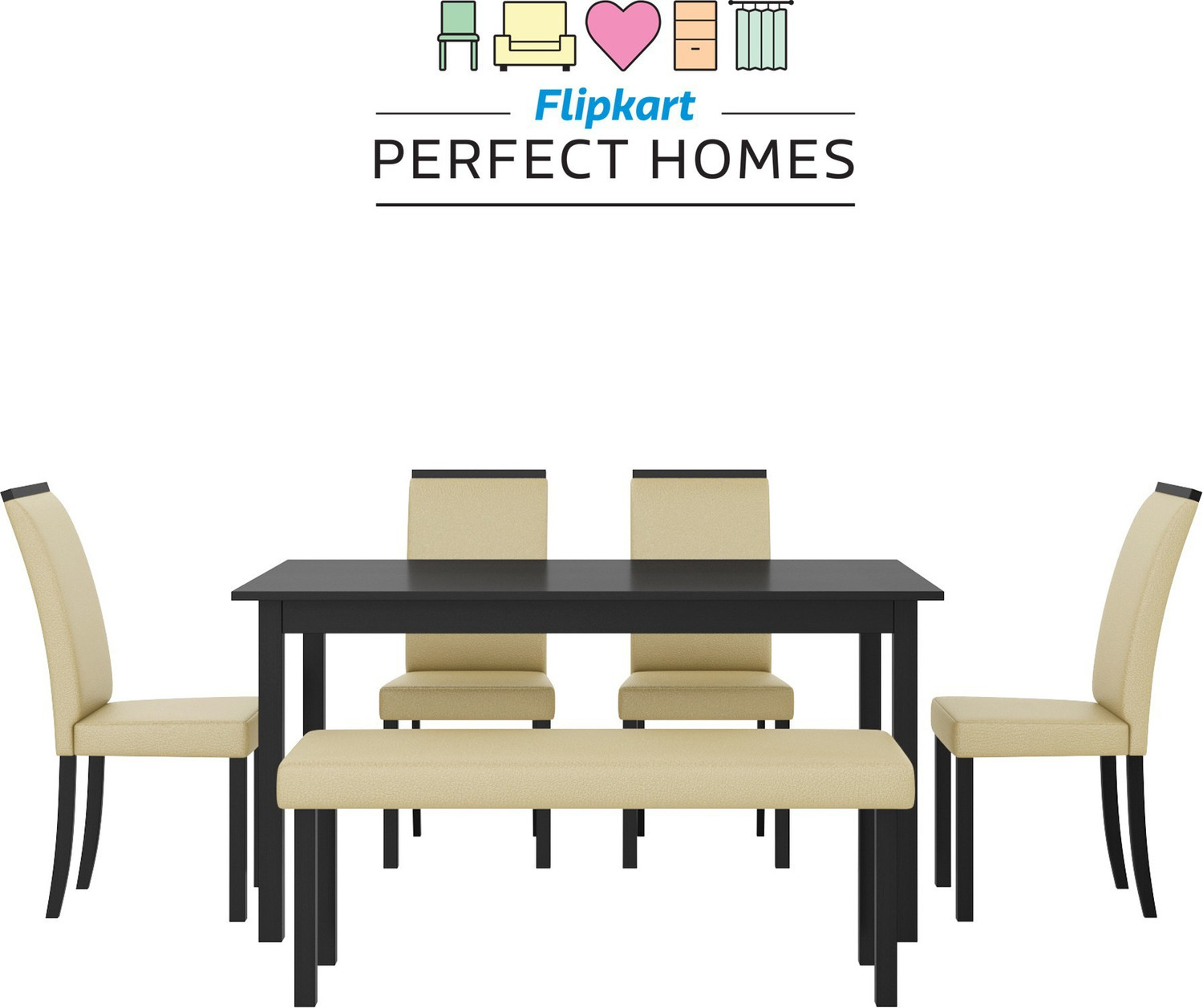 Image of Flipkart Perfect Homes Arranmore Solid Wood 6 Seater Dining Set