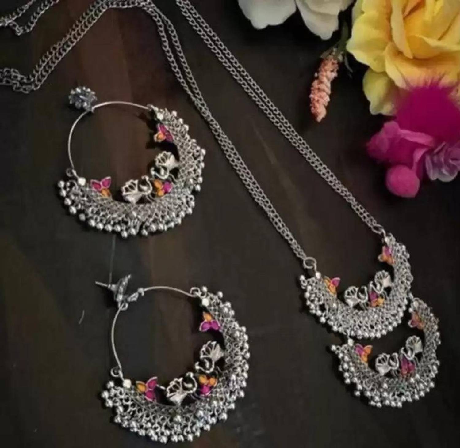budget buy Oxidised Silver Sterling Silver Multicolor Jewellery Set