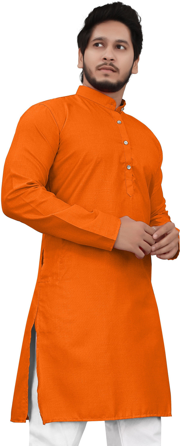 Image of ellark Men Self Design Straight Kurta