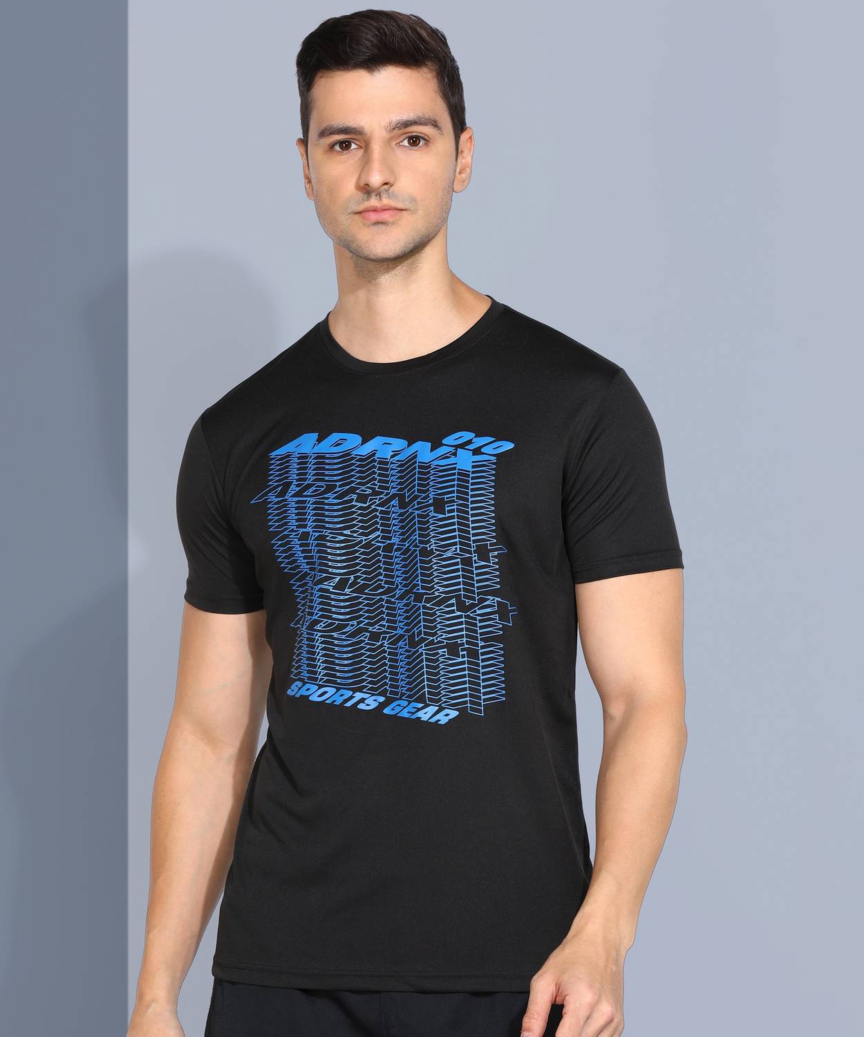 Adrenex Graphic Print Men Round Neck Black T-Shirt