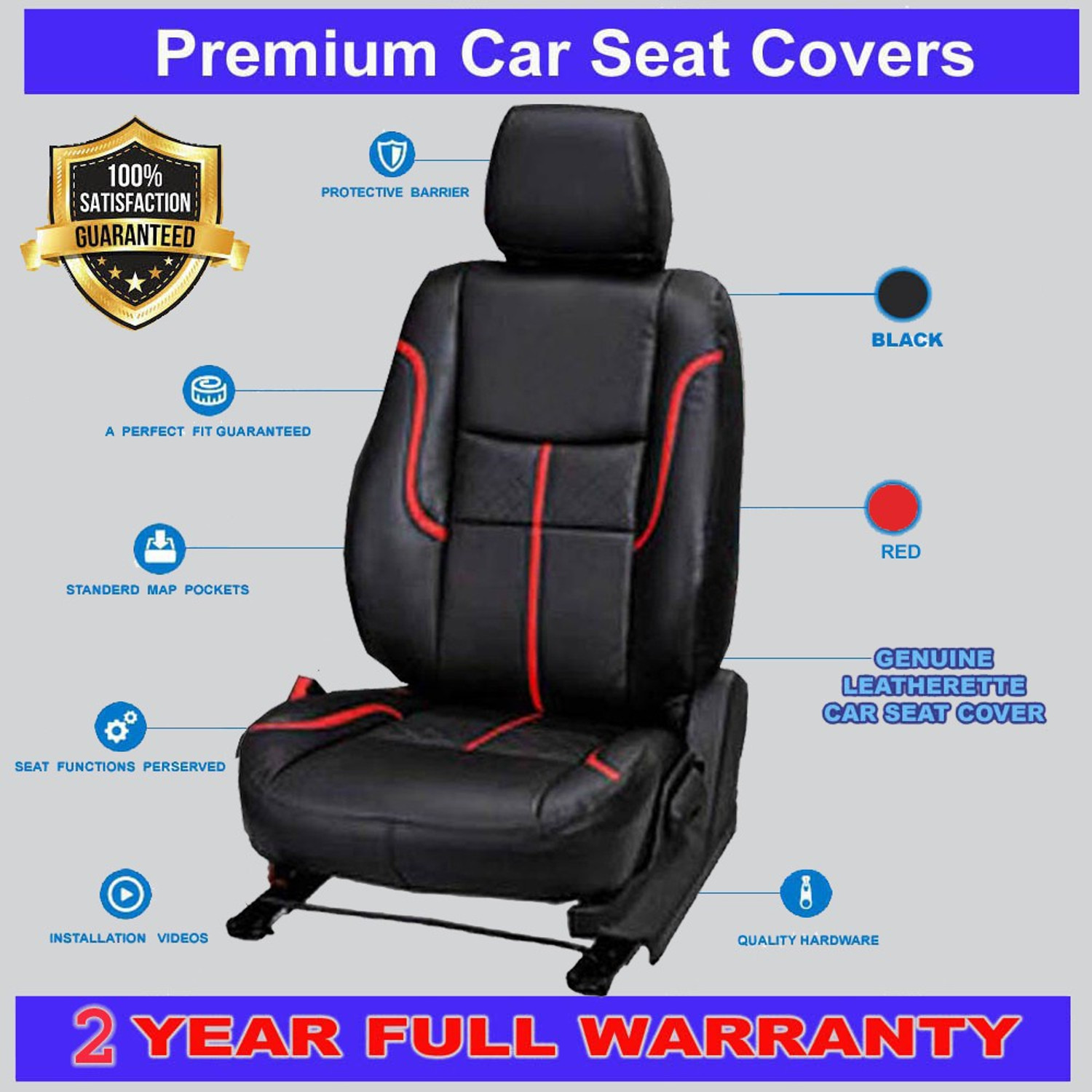 Image of AutoSafe Leather Car Seat Cover For Renault Kwid