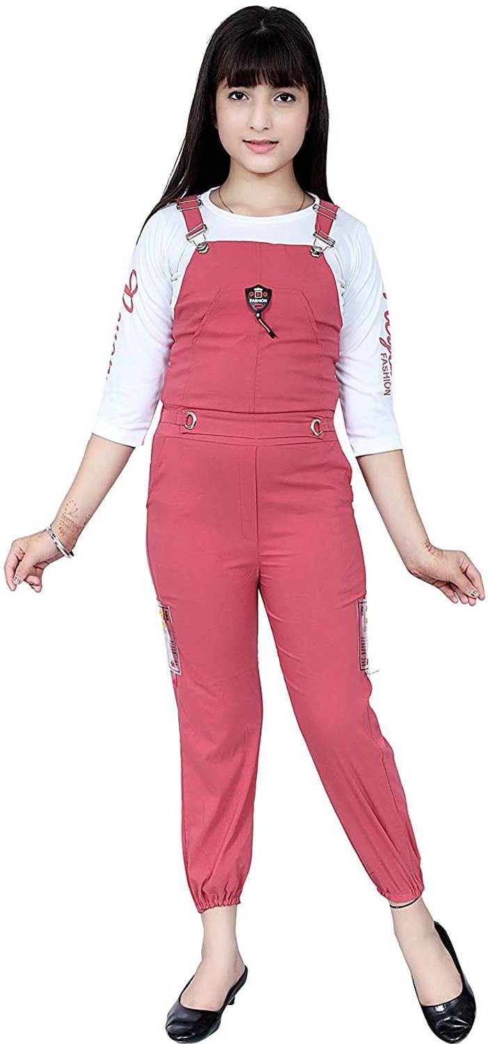 Oliaz Dungaree For Girls Casual Printed Cotton Blend