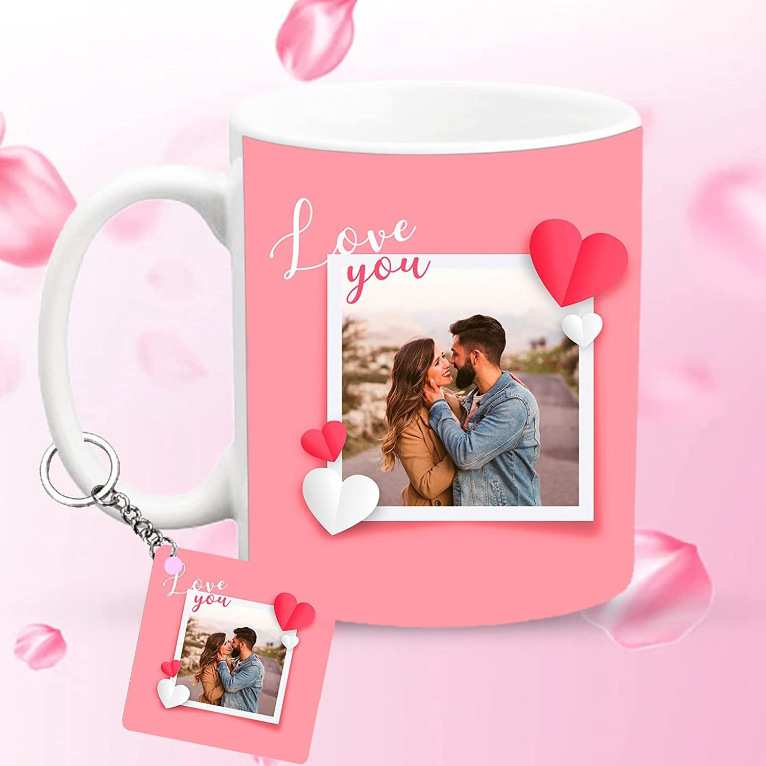 Image of Giftspedia Photo & Text Printed Cup For Birthday , Anniversary Gift White mug + Keychain 14 Ceramic Coffee Mug