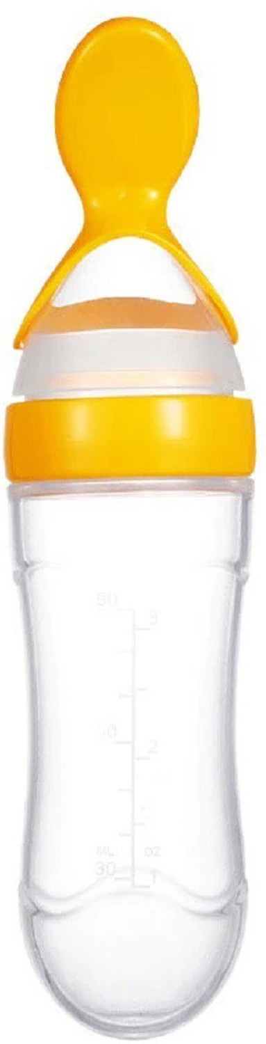 Image of Alya Baby Silicone Squeeze Spoon Feeding Bottle With Fruit Nibbler Soother Teether