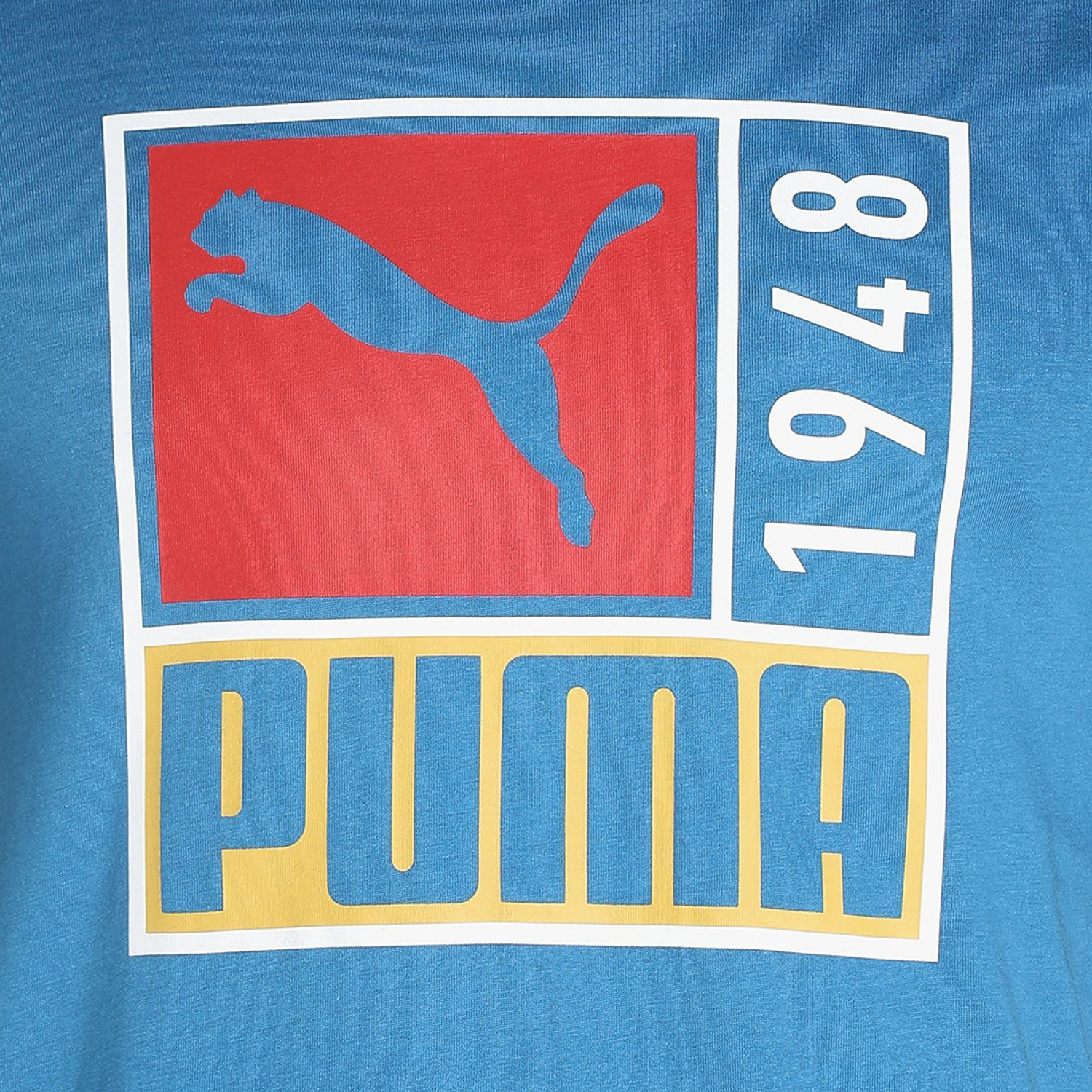 Image of PUMA Typography Men Round Neck Blue T-Shirt
