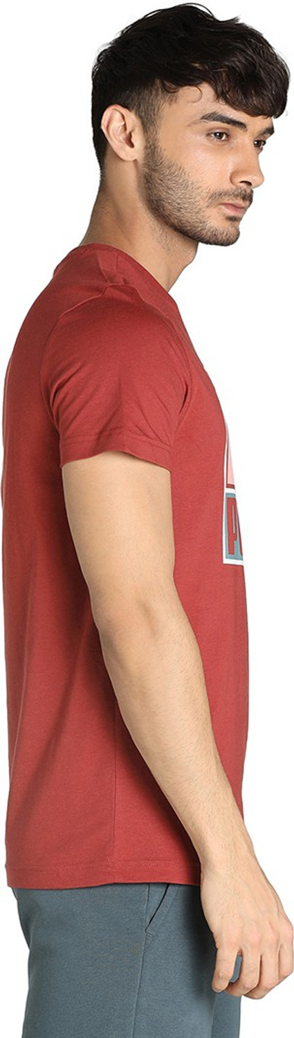 Image of PUMA Typography Men Round Neck Red T-Shirt