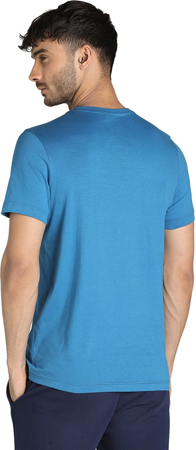 Image of PUMA Typography Men Round Neck Blue T-Shirt