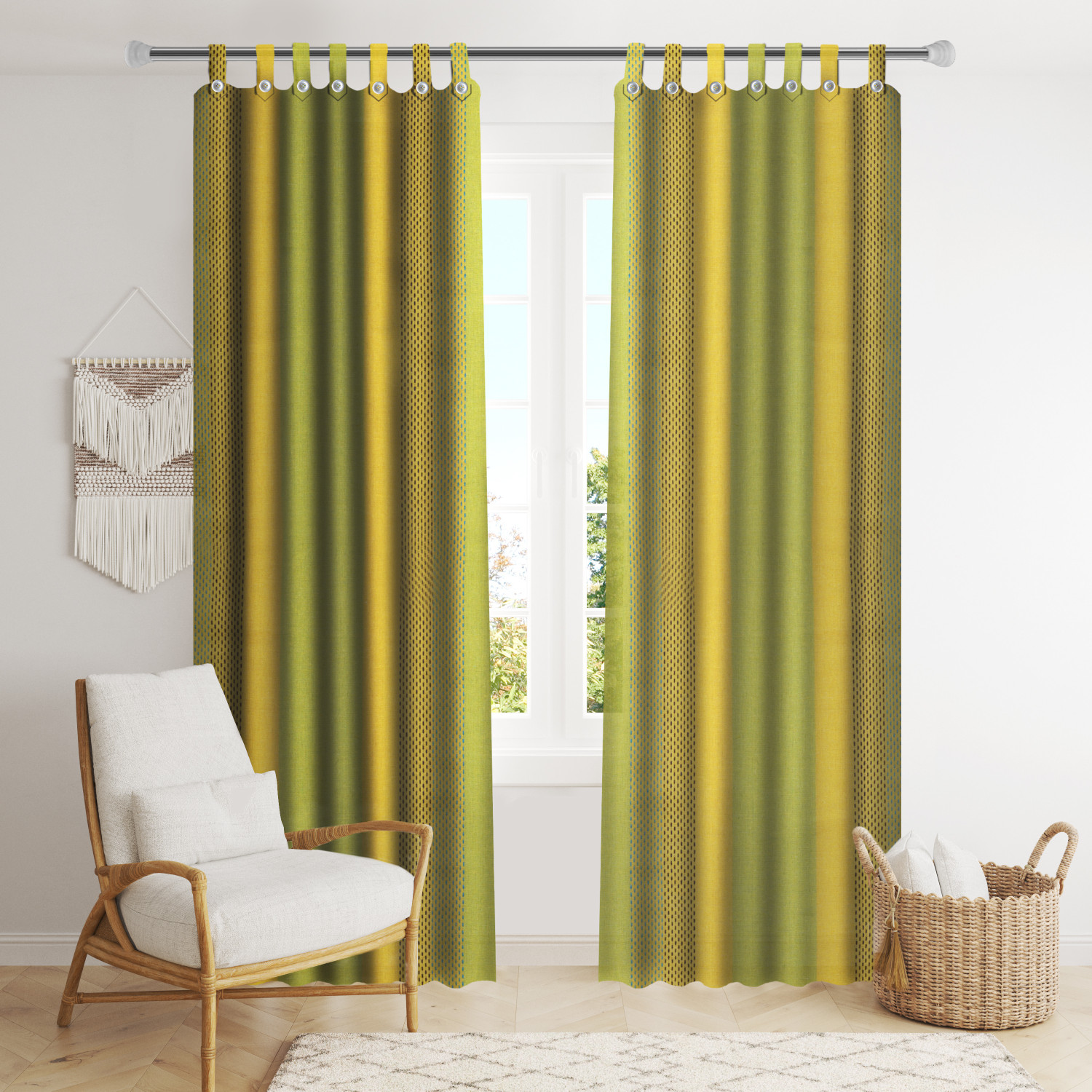 Image of Lakshmi 213 cm (7 ft) Door Cotton Semi Transparent Curtain (Pack Of 2)