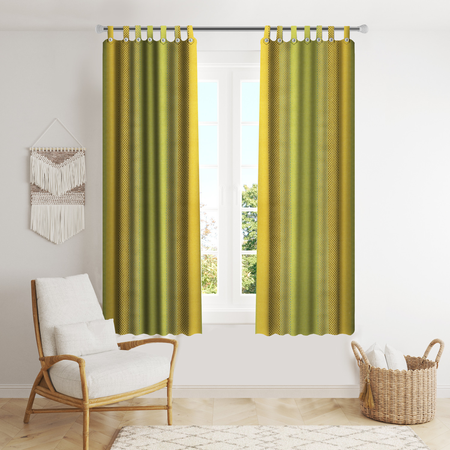 Image of Lakshmi 152 cm (5 ft) Window Cotton Semi Transparent Curtain (Pack Of 2)