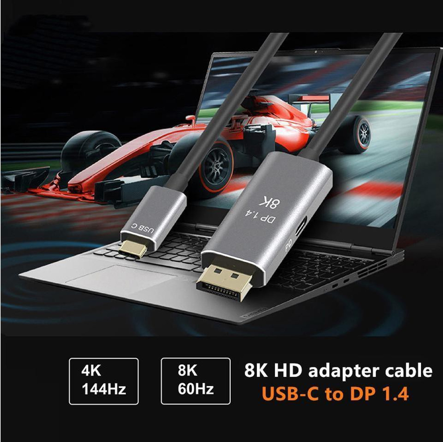 Image of Etzin USB Type C Cable 1.8 m DP 1.4 8k Type C to Disply Port Cable(EPL-289TC-002)
