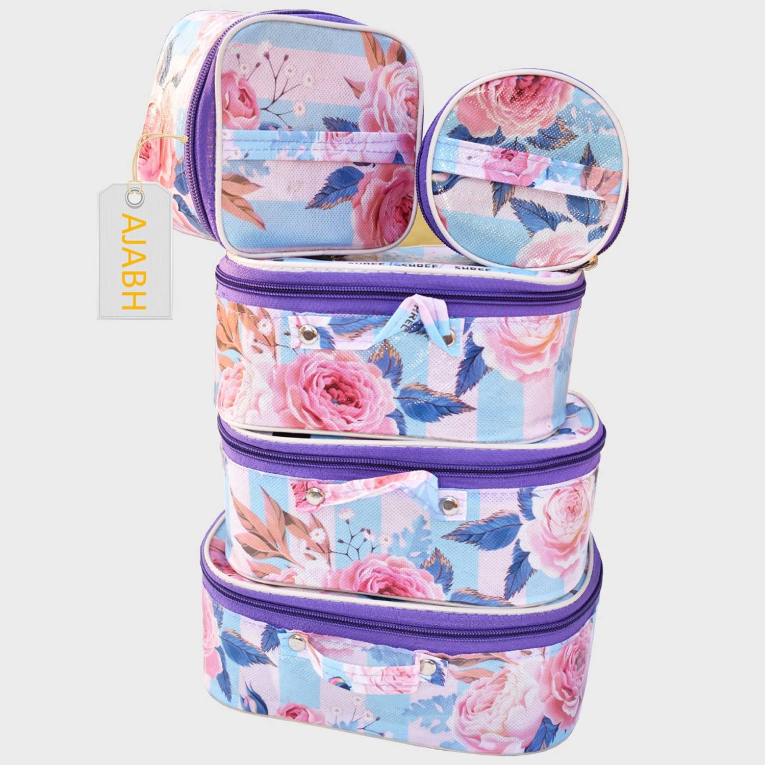 Ajabh Casual Women's Set of 5pc Makeup vanity Storage Box Makeup Kit box, Storage Case, Spacious interior Vanity Box