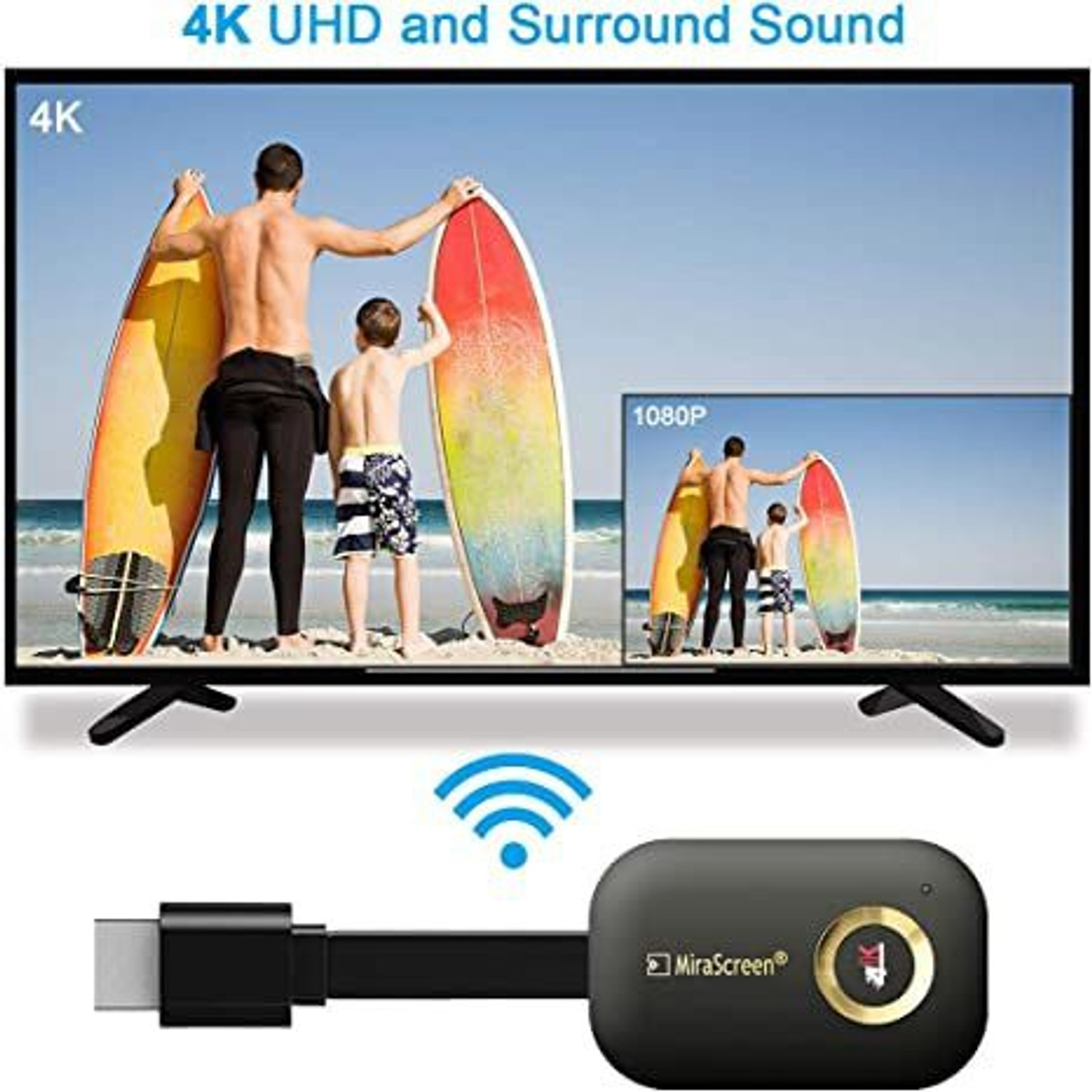 Image of Etzin 4K WIFI Display Dongle, 5G /2.4G 4K Wireless HDMI Display Adapter Receiver 1080 inch Blu-ray Player (Black)