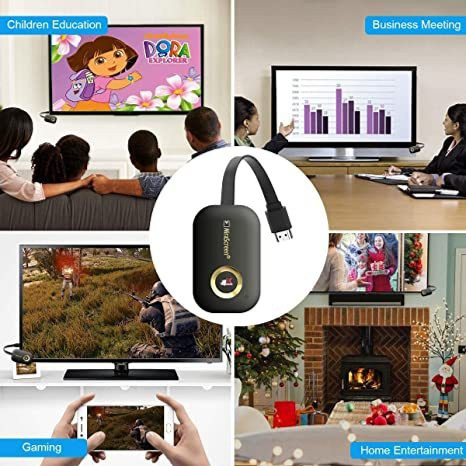 Image of Etzin 4K WIFI Display Dongle, 5G /2.4G 4K Wireless HDMI Display Adapter Receiver 1080 inch Blu-ray Player (Black)