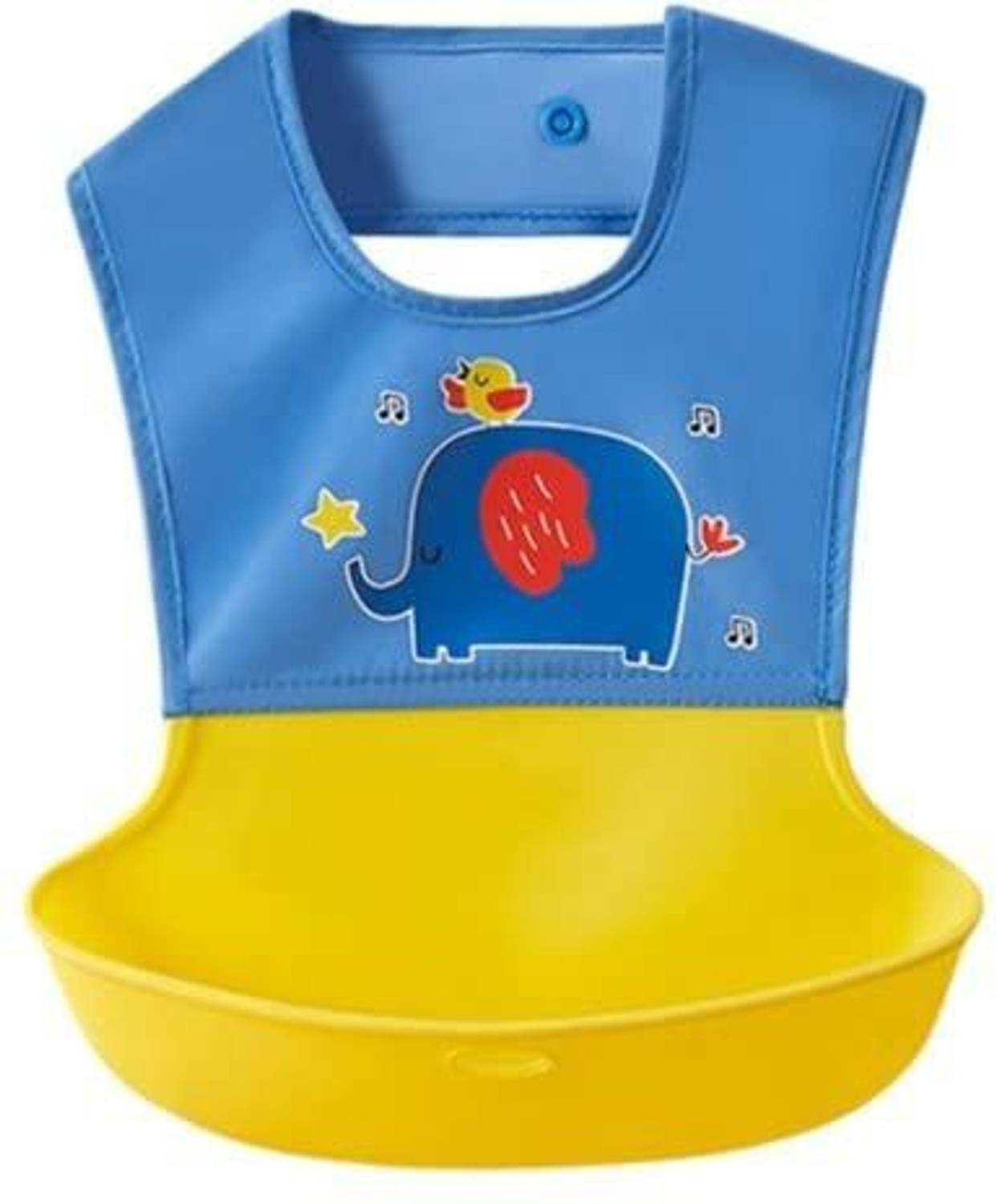 BabyGo Silicone Baby Waterproof Apron Bib and Storage Box Blue & Yellow