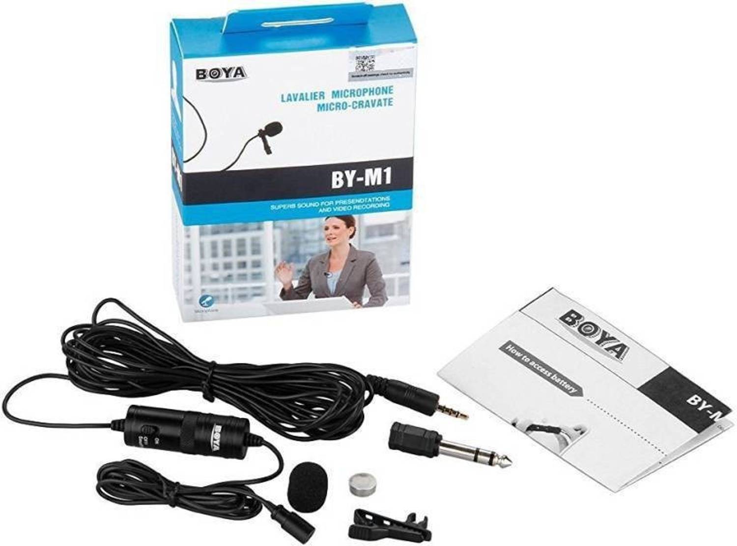 BOYA Original Omnidirectional Lavalier Condenser Mic 20ft Audio Cable- for DSLR Microphone