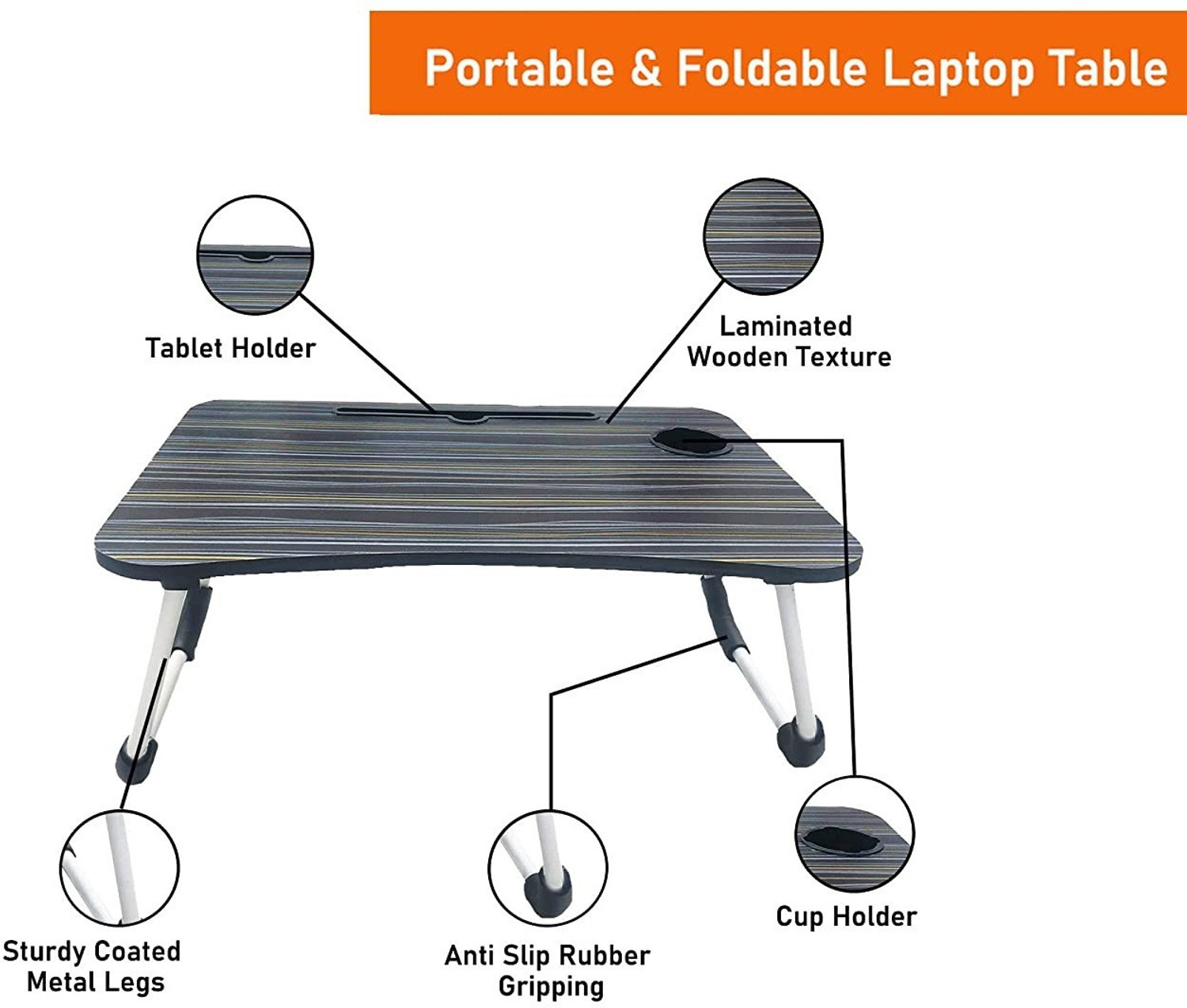 Image of FurniGully Wood Portable Laptop Table