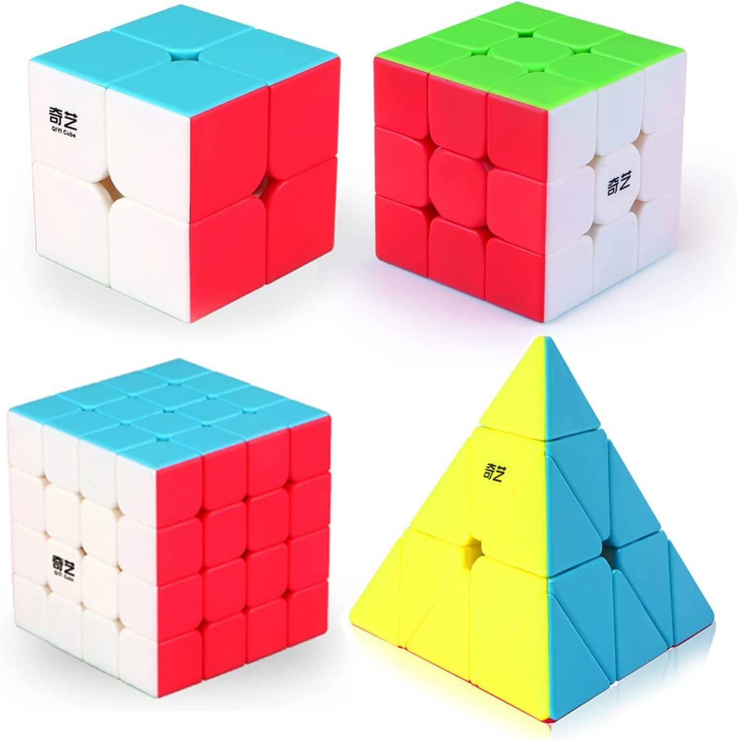 Authfort Cube Set, 2x2, 3x3, and 4x4 Speed ??Cube Bundle and Smooth Pyramid Cube