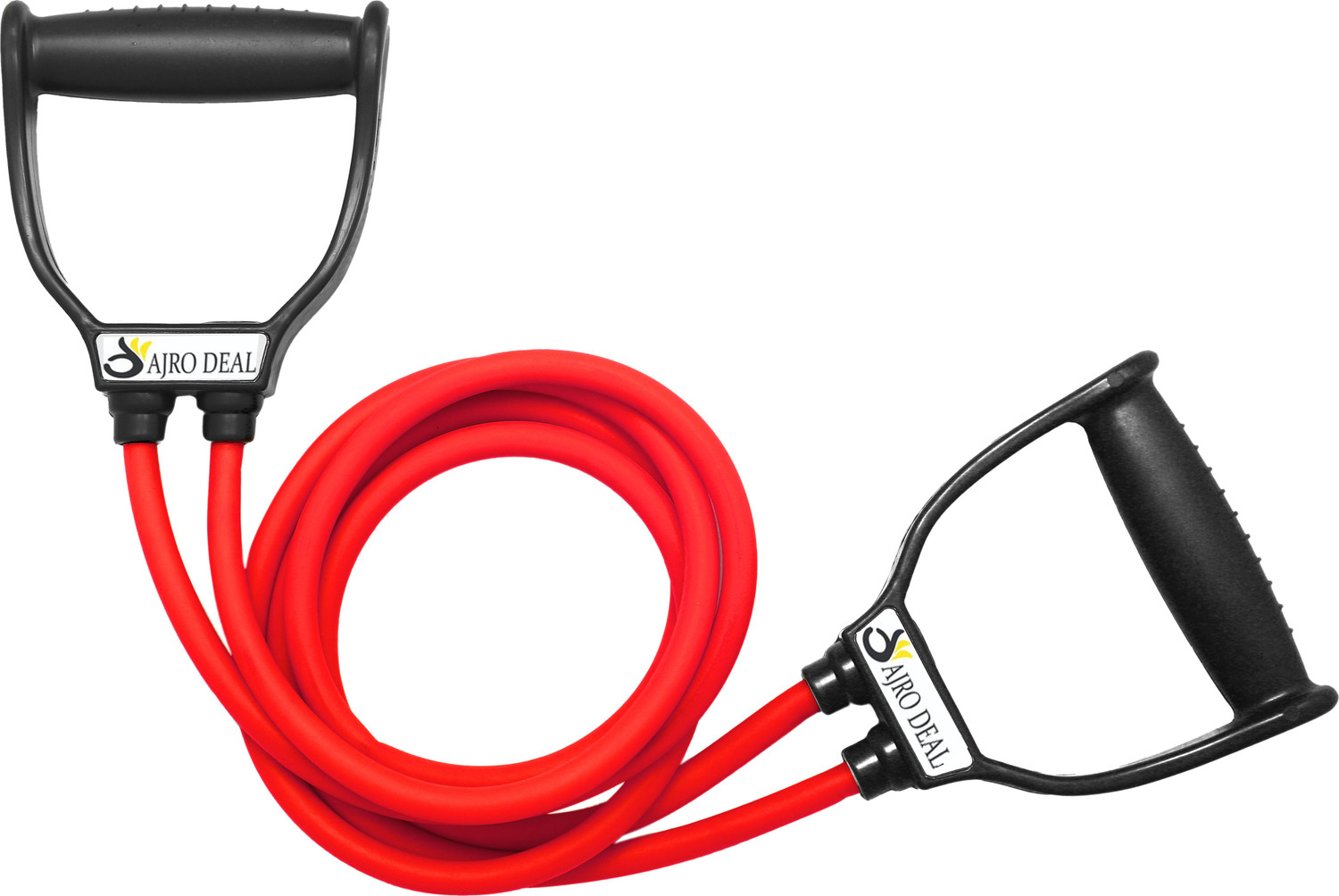 Image of AJRO DEAL GYM Combo of 3- Double Toning Tube, Hand Grip With AB Wheel Roller Gym Combo. Resistance Tube (Multicolor)