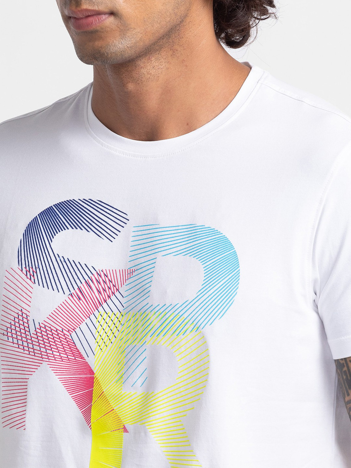 Image of Spykar Printed Men Round Neck White T-Shirt