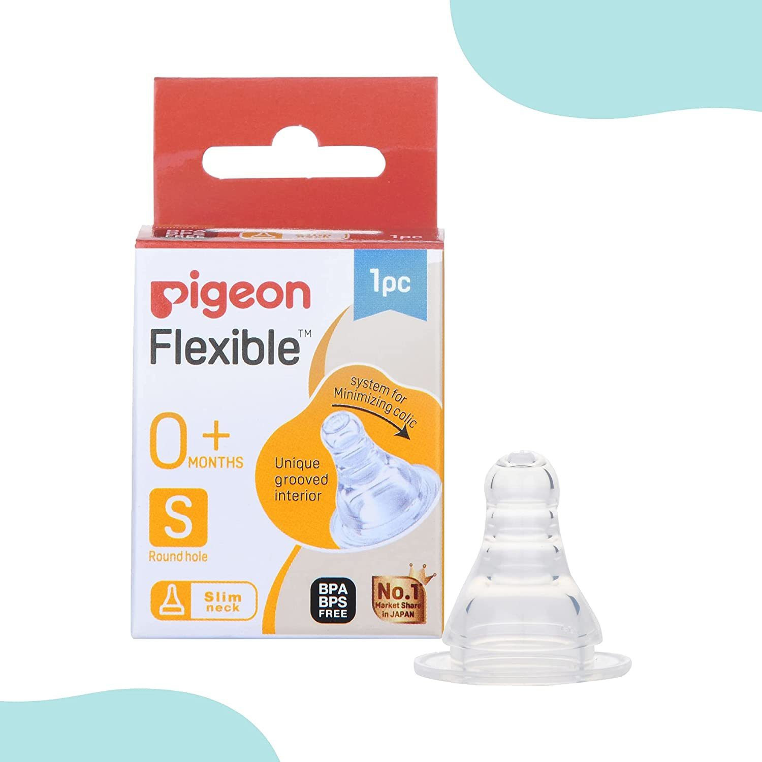 Image of Pigeon PERISTALTIC NIPPLE S- 1 PCS Slow Flow Nipple