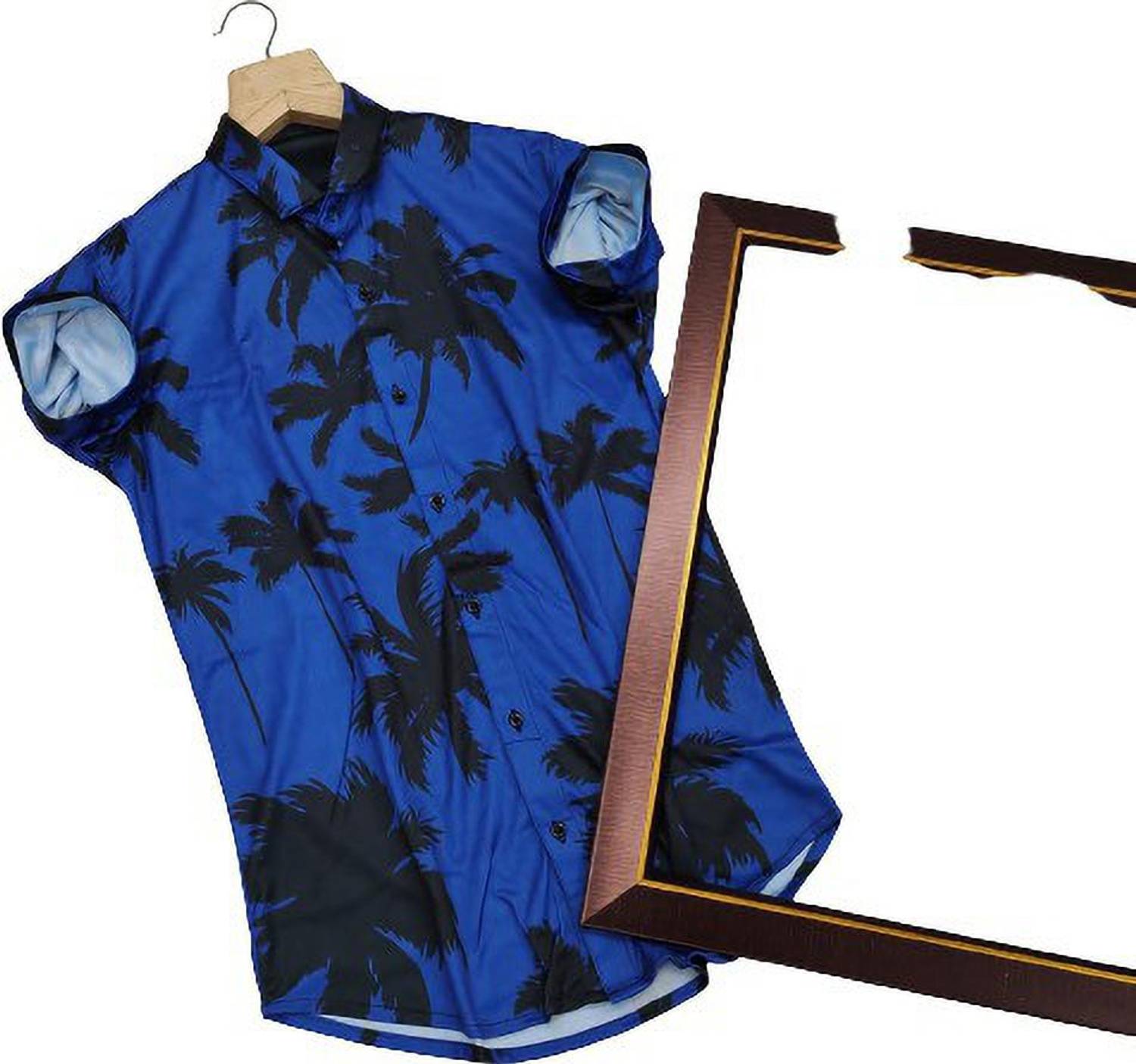 peacecraft Men Printed Casual Blue Shirt
