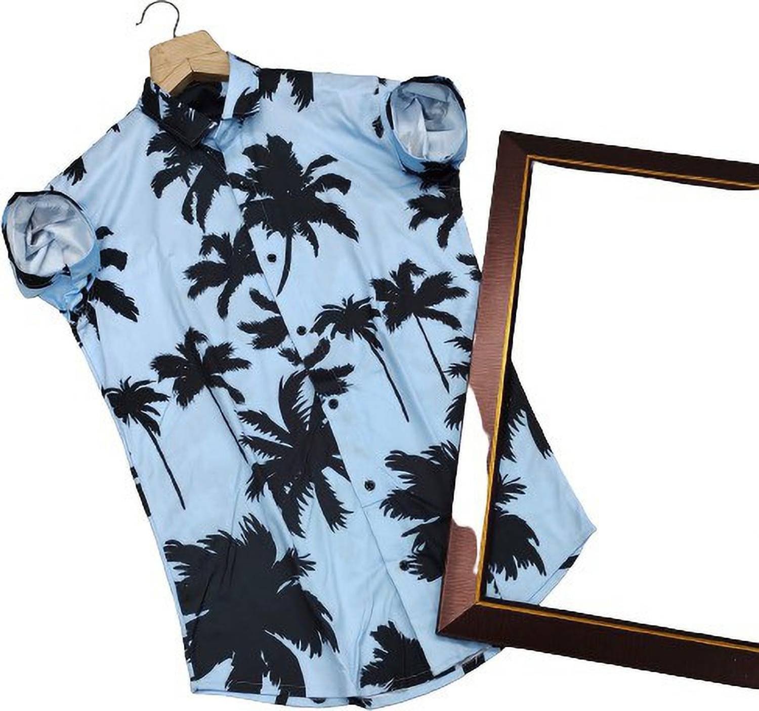 peacecraft Men Printed Casual Light Blue Shirt