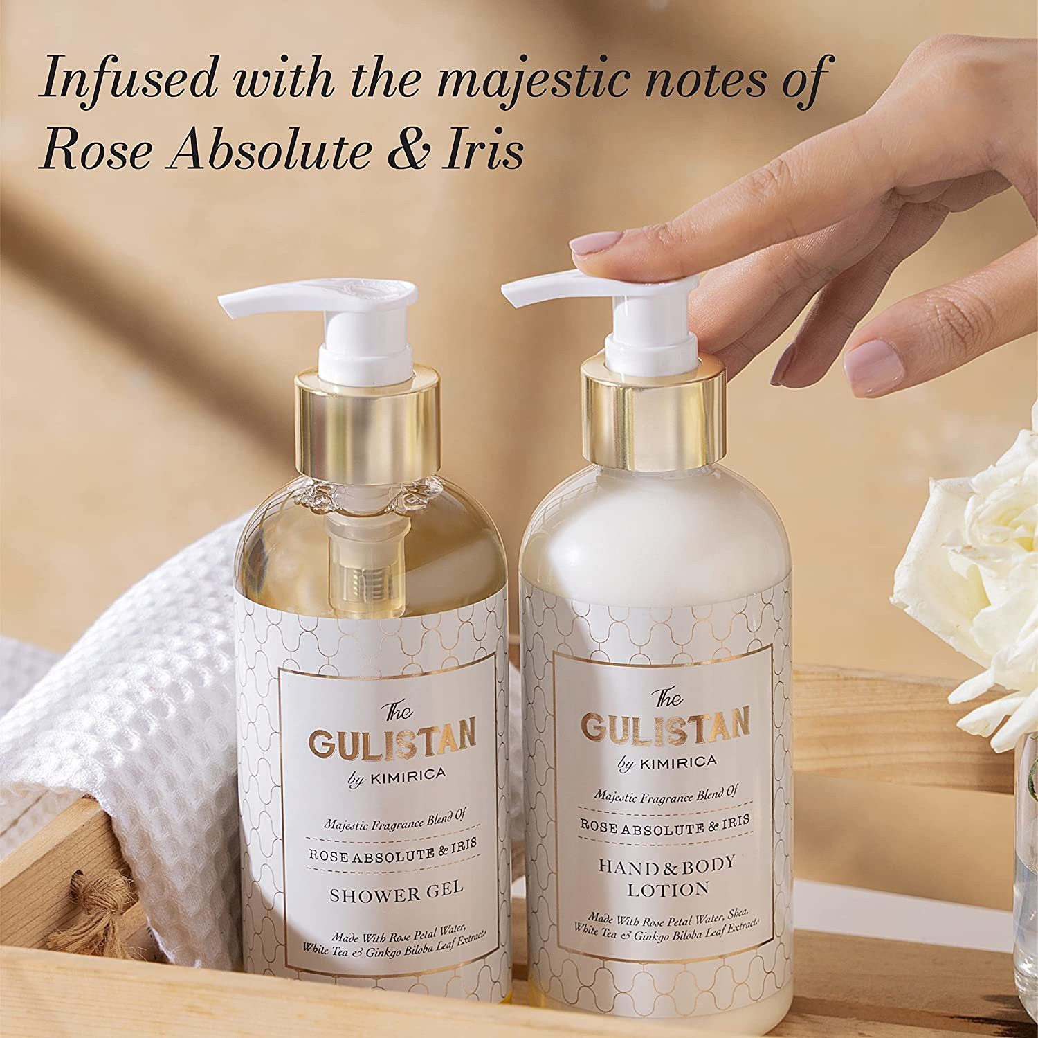 Image of KIMIRICA The Gulistan Shower Gel and Body Lotion Bath Care Duo (Rose Absolute & Iris, 300mlx2)