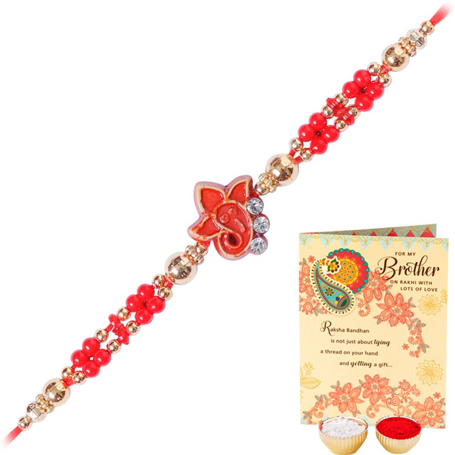Designer 3208_RC_CARD Assorted Rakhi, Greeting Card, Chawal Roli Pack Set by ARCHIES
