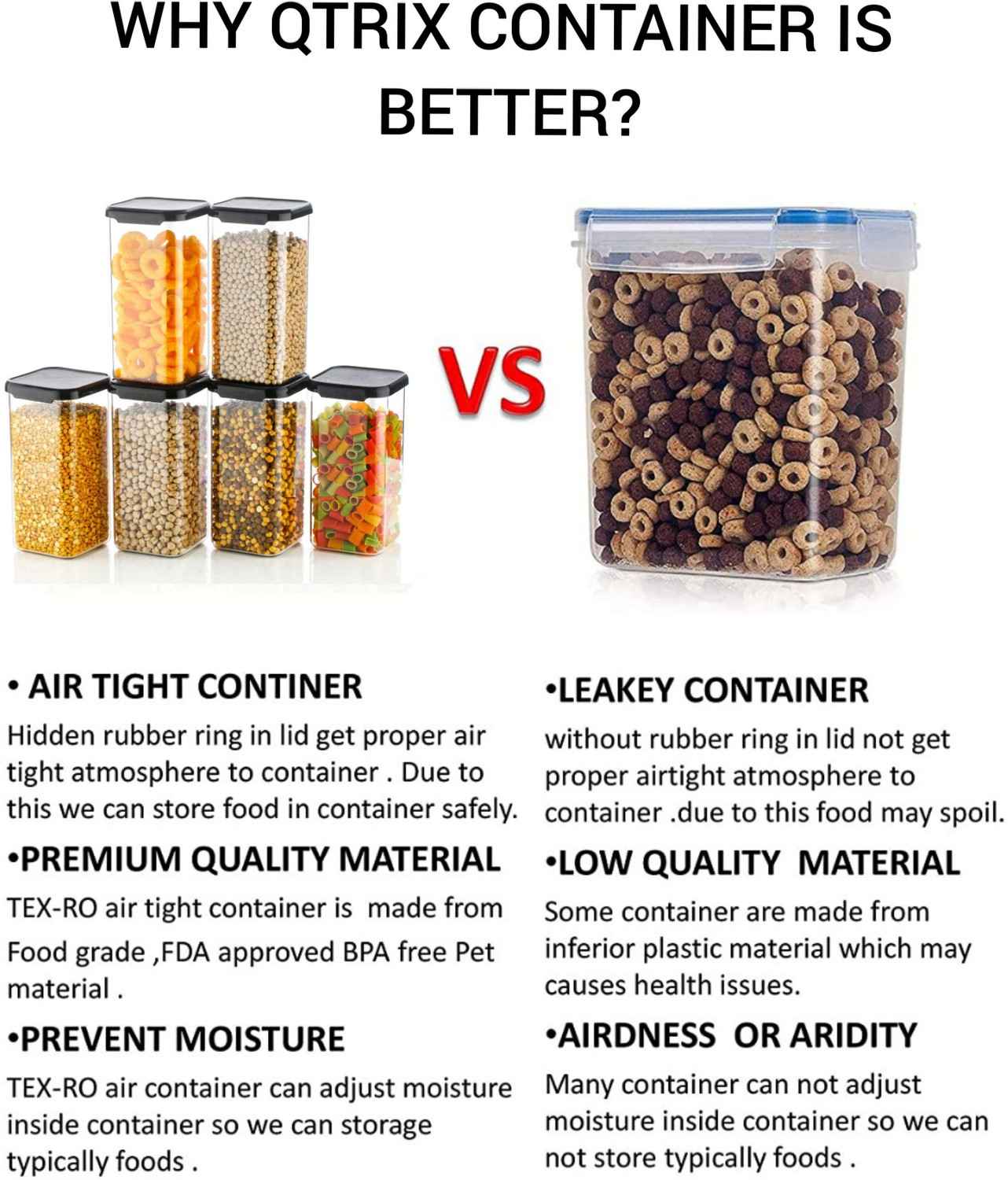 Image of Qtrix Plastic Grocery Container - 1500 ml