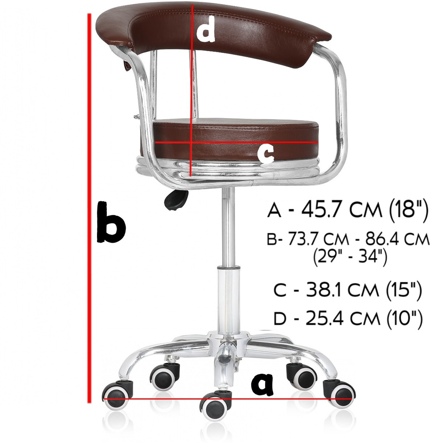 Image of Da URBAN Classic Height Adjustable & Revolving Bar Stool / Kitchen Chair with Wheels Leatherette Bar Stool