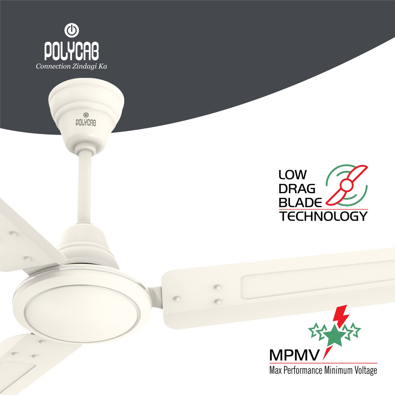 Image of Polycab Etira with 2 Year Warranty 1200 mm Ceiling Fan (Matt Bianco | Pack of 1)