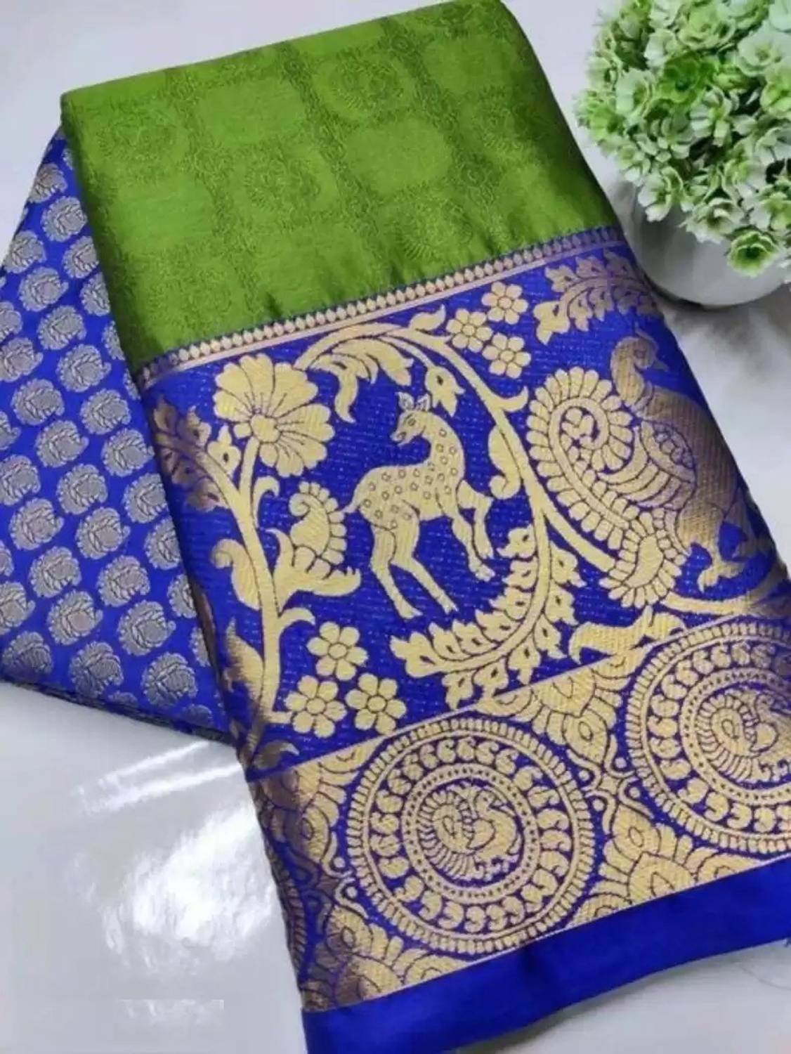 VRINDITA FASHION Woven, Solid/Plain Pochampally Pure Silk, Cotton Silk Saree