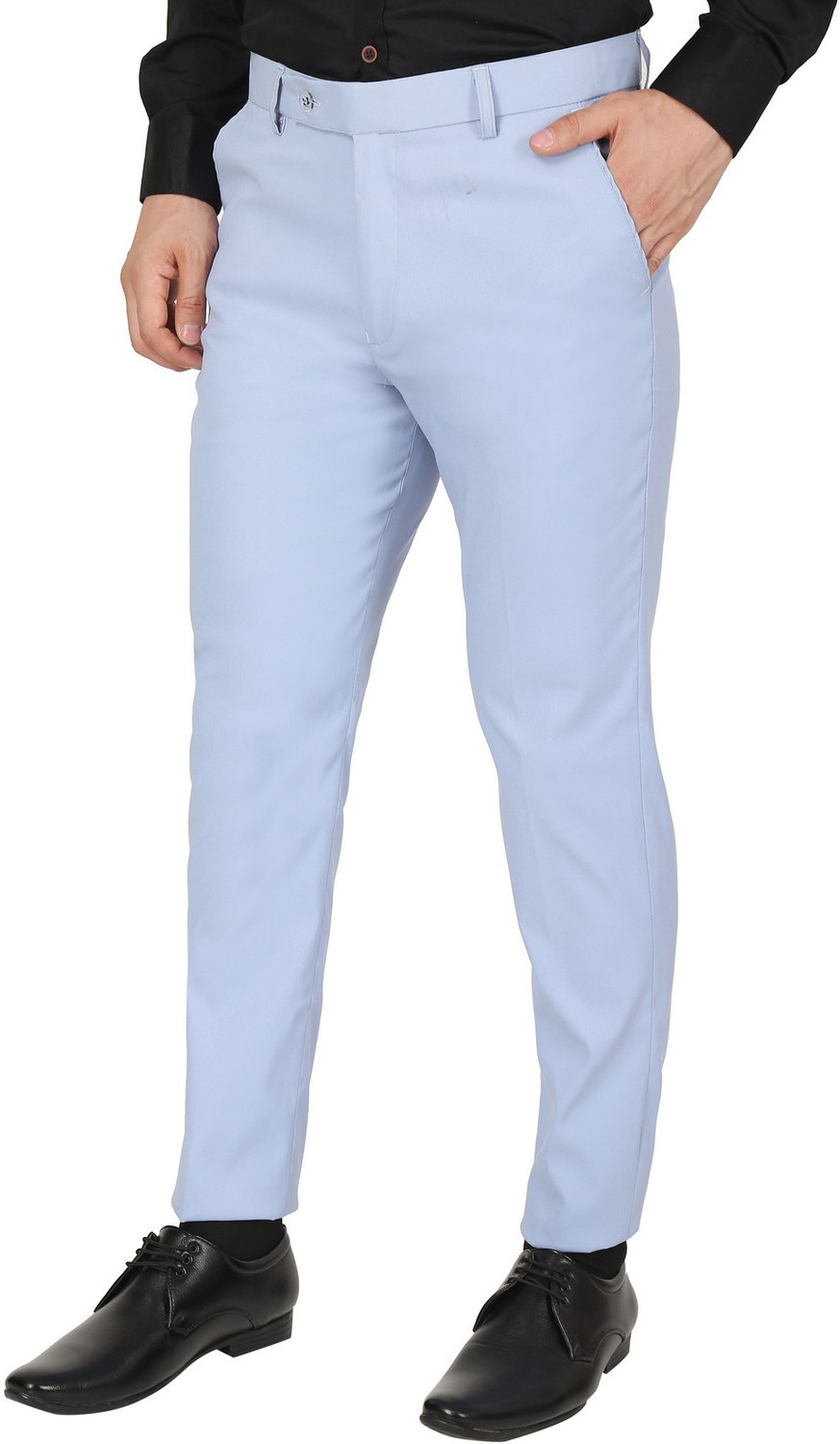 Image of The DS Slim Fit Men Blue Trousers