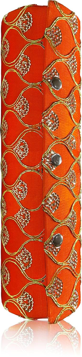 amenity Orange BangleBox(12Inch.Big Size)Velvet & Fabric with 1Adjustable Plate Bangle Box, Vanity Box, Jewellery Box Vanity Box
