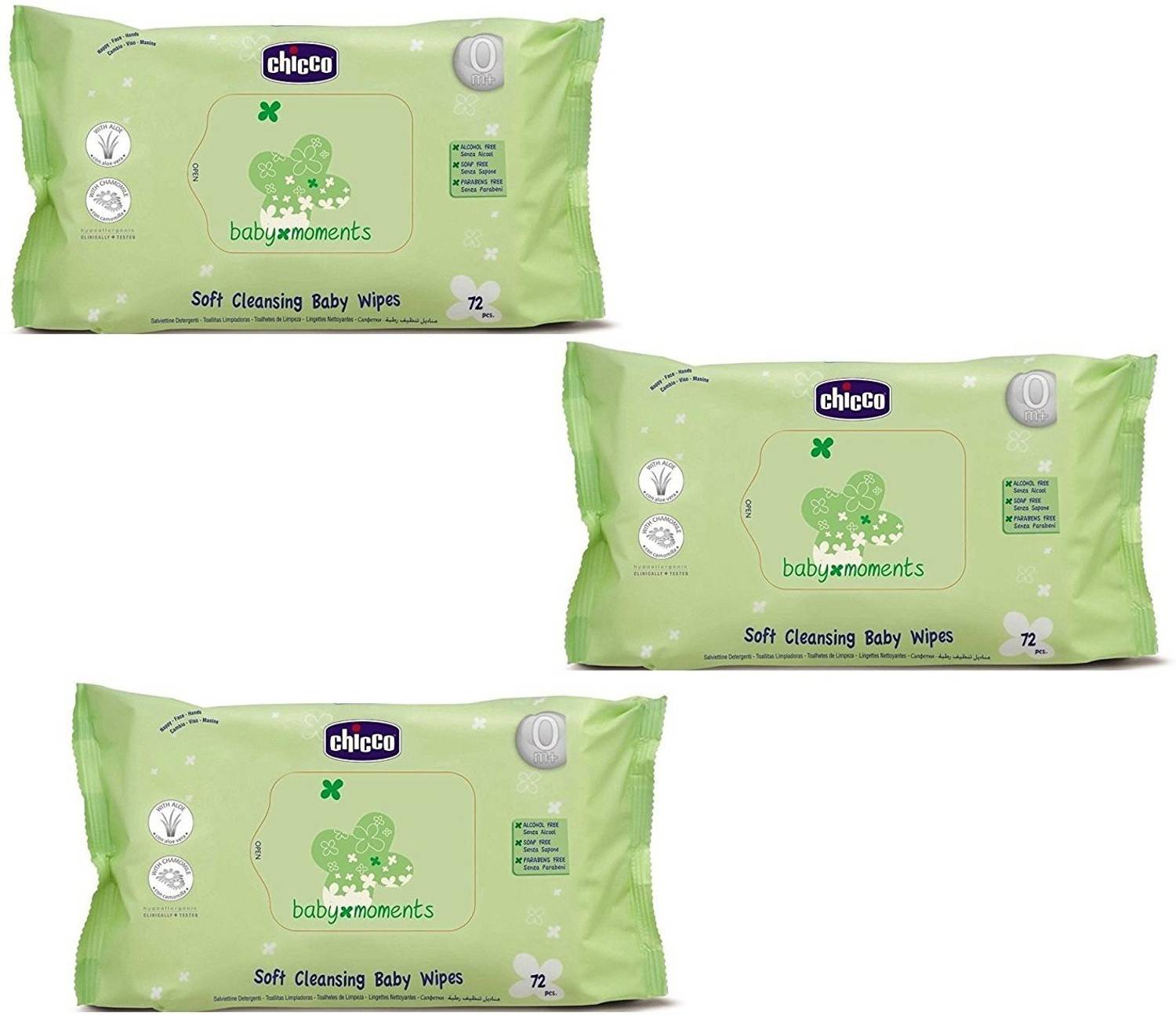 Chicco Soft cleansing baby wipes 72 nos
