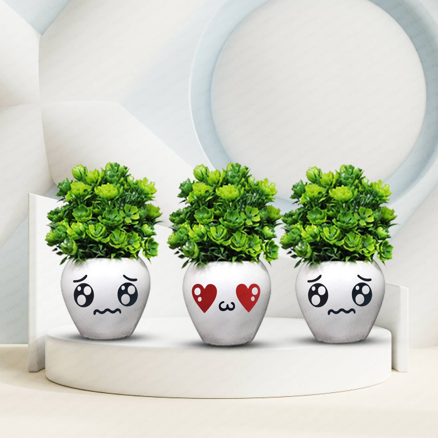 Neki Set of 3 Bonsai Wild Artificial Plant with Pot Bonsai Wild A