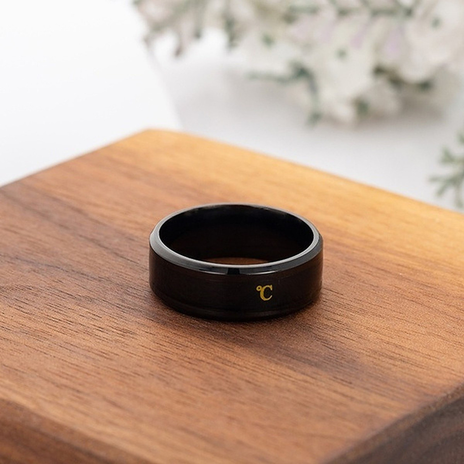 Image of Heer Collection Intelligent Smart Body Temperature Monitor Stainles Steel Ring Fashion Jewellery Stainless Steel Ring