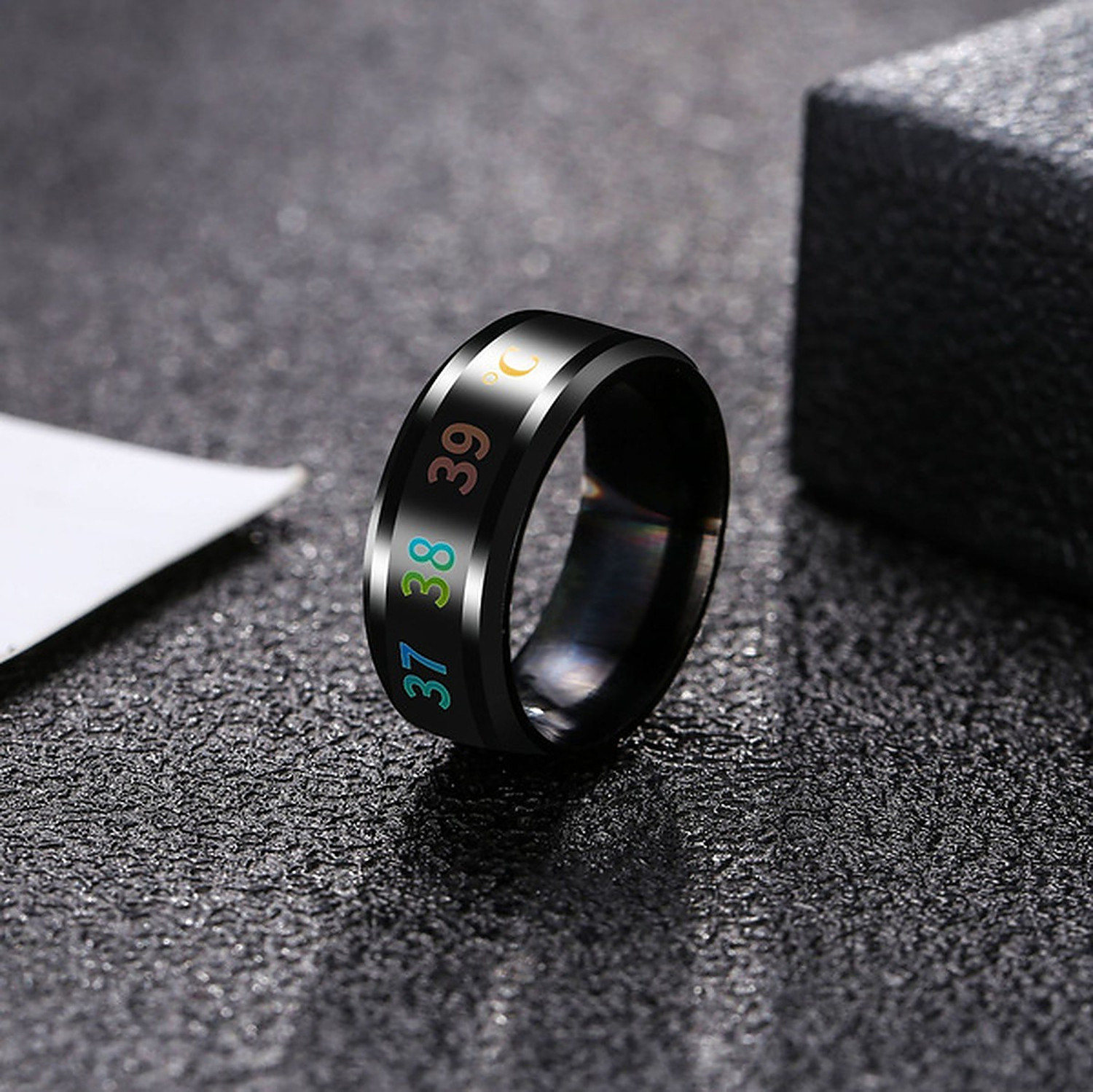 Image of Heer Collection Intelligent Smart Body Temperature Monitor Stainles Steel Ring Fashion Jewellery Stainless Steel Ring