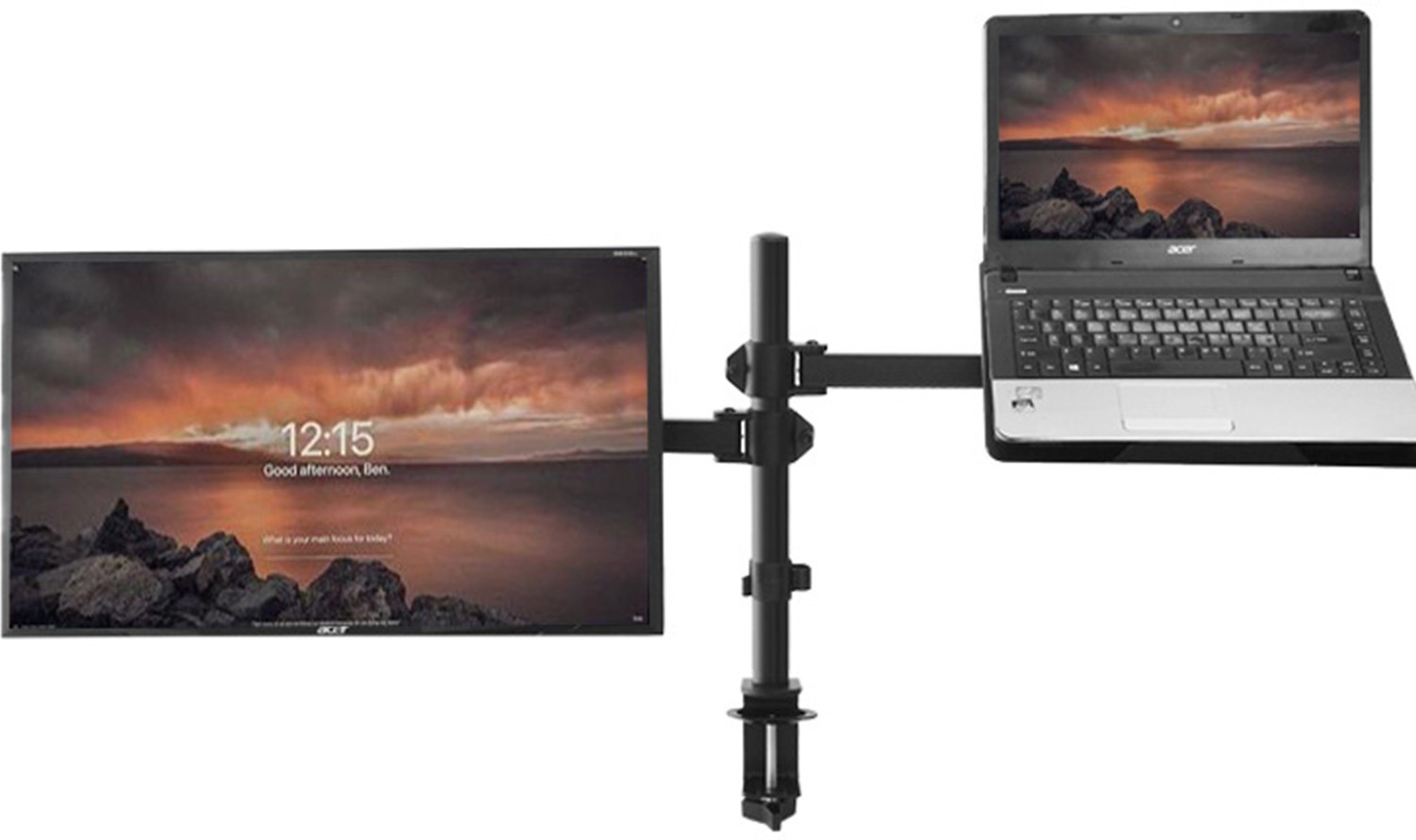 Image of SYGA Monitor Stand Arm Desk Monitor Screen-Dual Screen Stand DualScreen-Stand Steel Desk Stand Rotatable Laptop Stand with Adjustable Height Compatible with Universal Laptops