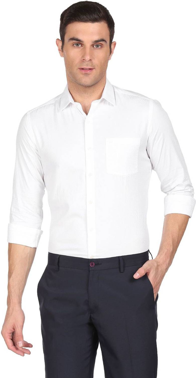 ARROW Men Self Design Formal White Shirt