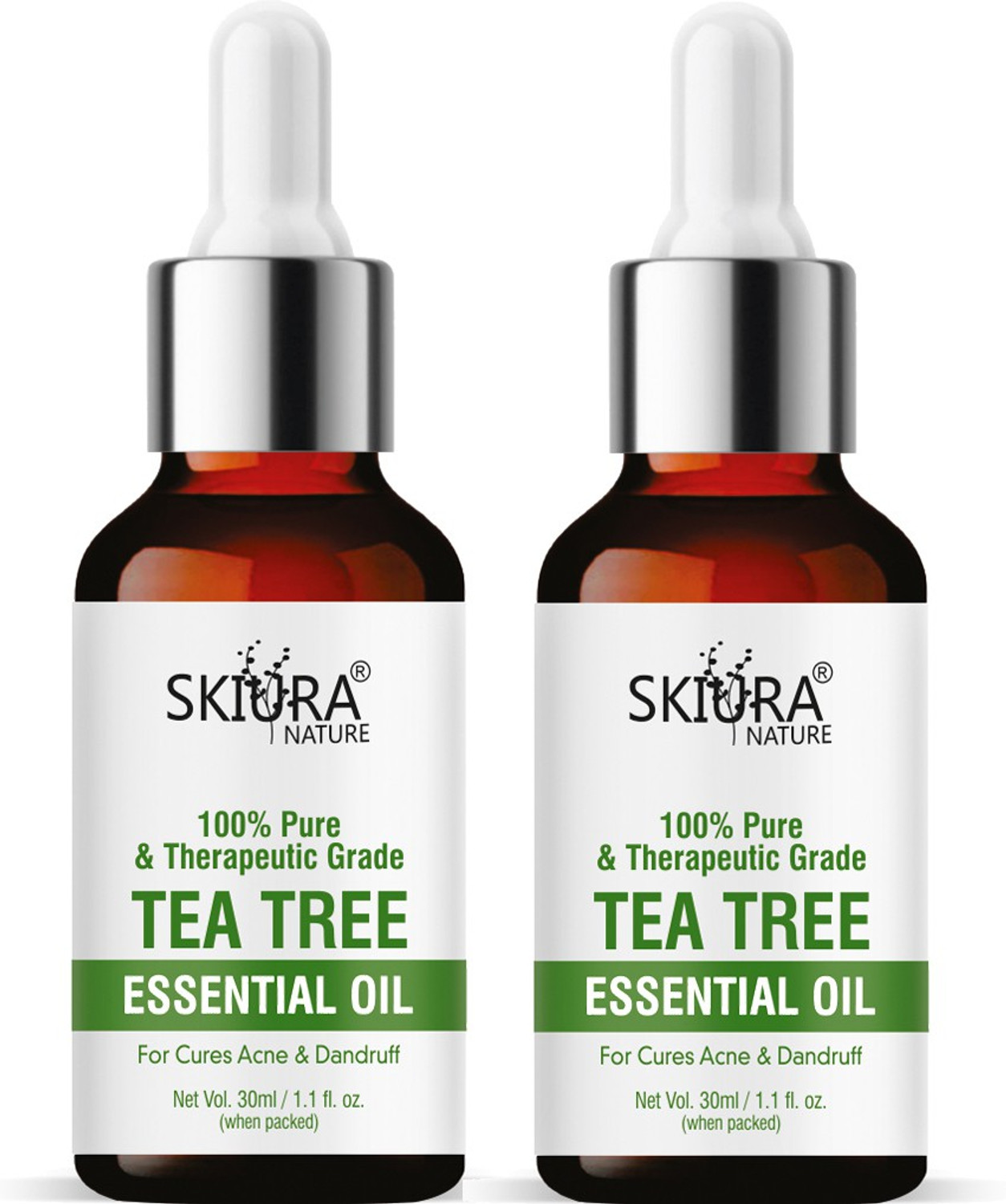 Image of Skiura Nature Pure Tea Tree Oil For Anti Dandruff, Anti Hair Fall & Hair Growth Combo of 2 Hair Oil