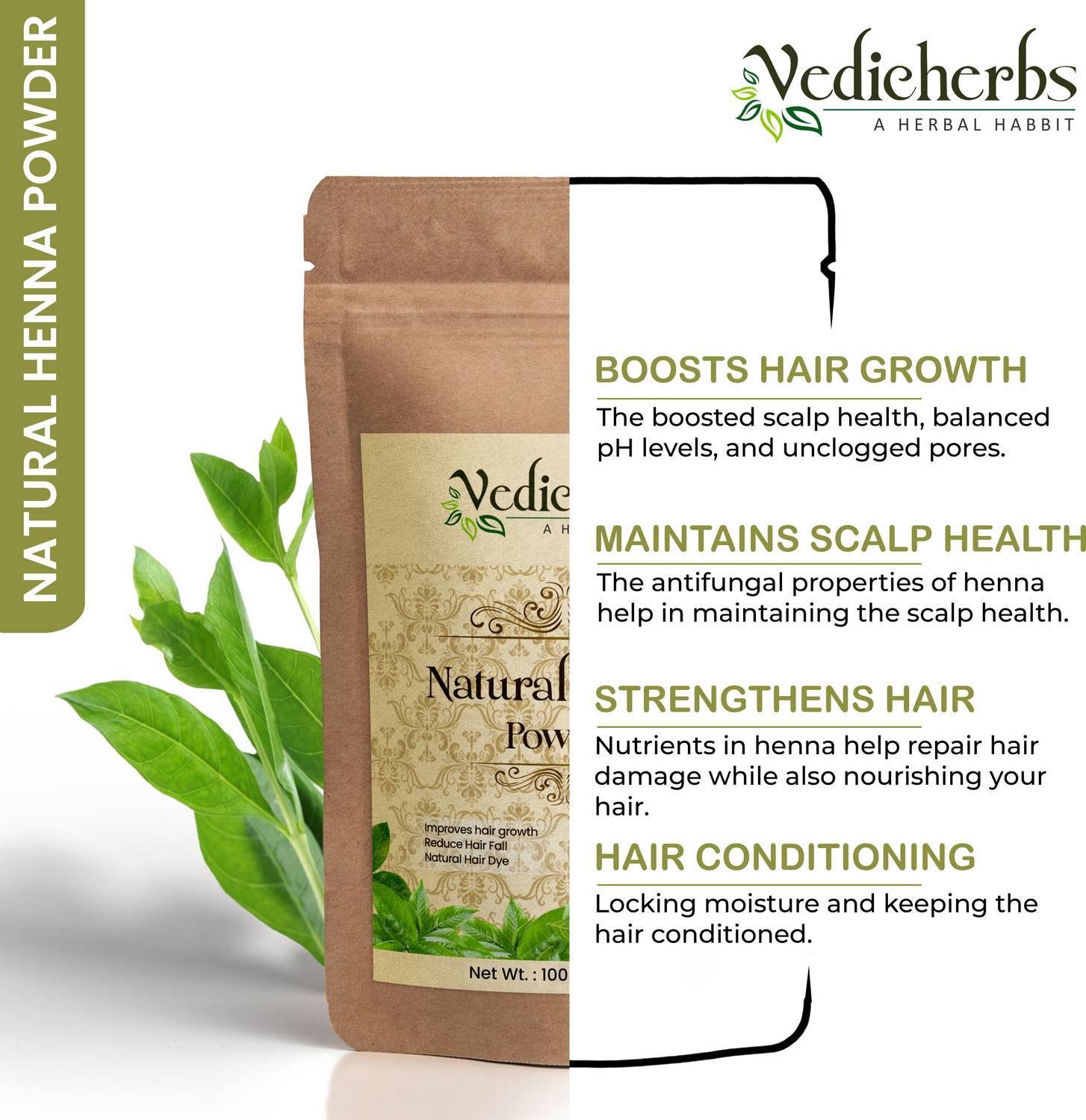 Vedicherbs Henna & Indigo Powder Hair Pack - Image 2