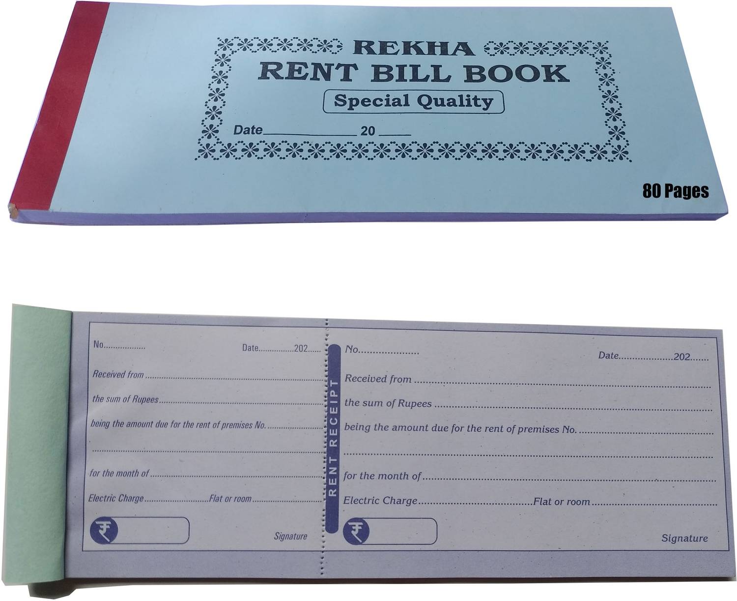 Accounts Rent Bill Book 80 Pages Rent Bill Book 80 Pages Pack of 2 Pcs (24.5 X 9 CM) 1-Part Rent Bill Book