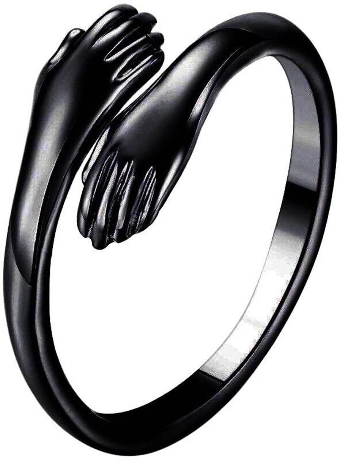 Airtick Valentine's Day Adjustable Love Forever Black Hand Hug Me Thumb Finger Ring Metal Ring