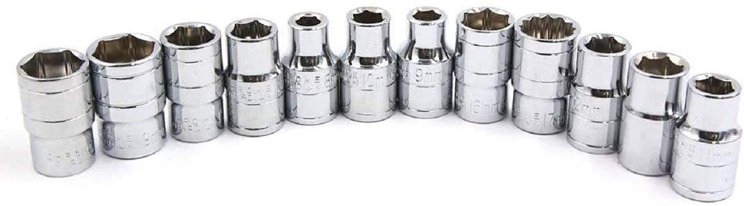 Image of Inditrust T Spanner Type Handle Wrench 12 Pcs 8mm - 19mm 1 /2 inch Socket Set