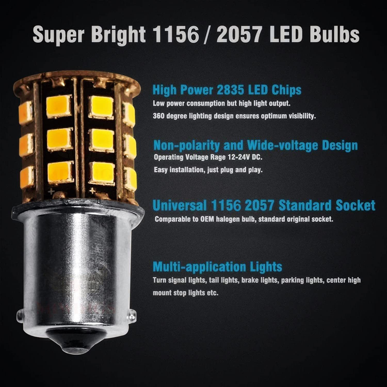 Image of OBEROI'S TRADERS 360 Reflecting LED Indicator Bulbs Set Of 4 For Activa Scooty All Models Indicator Light Motorbike, Car LED (12 V, 12 W)