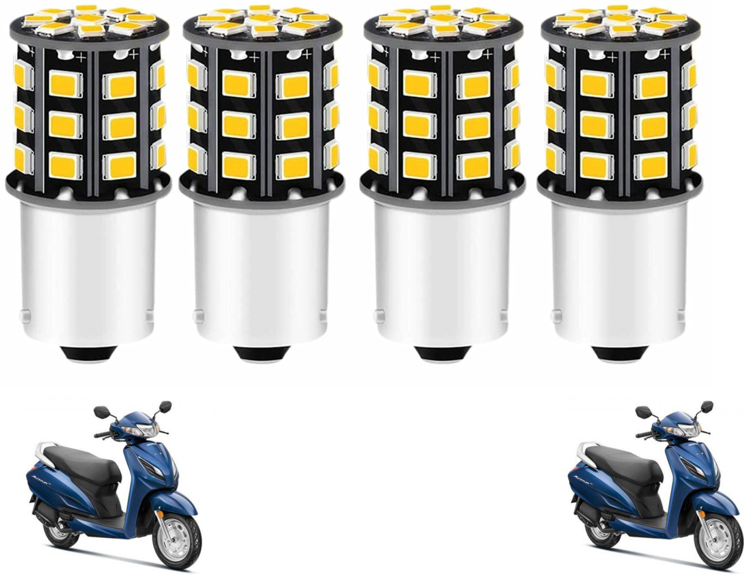 Image of OBEROI'S TRADERS 360 Reflecting LED Indicator Bulbs Set Of 4 For Activa Scooty All Models Indicator Light Motorbike, Car LED (12 V, 12 W)