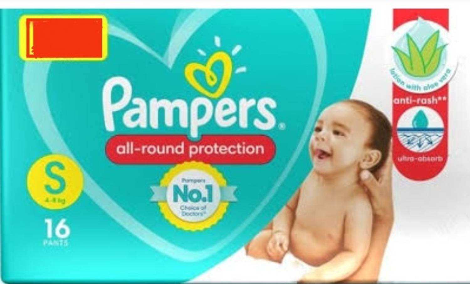 Pampers Small size baby Diapers, (S) 16 Count Lotion with Aloe Vera - S Rs. 257 - Flipkart