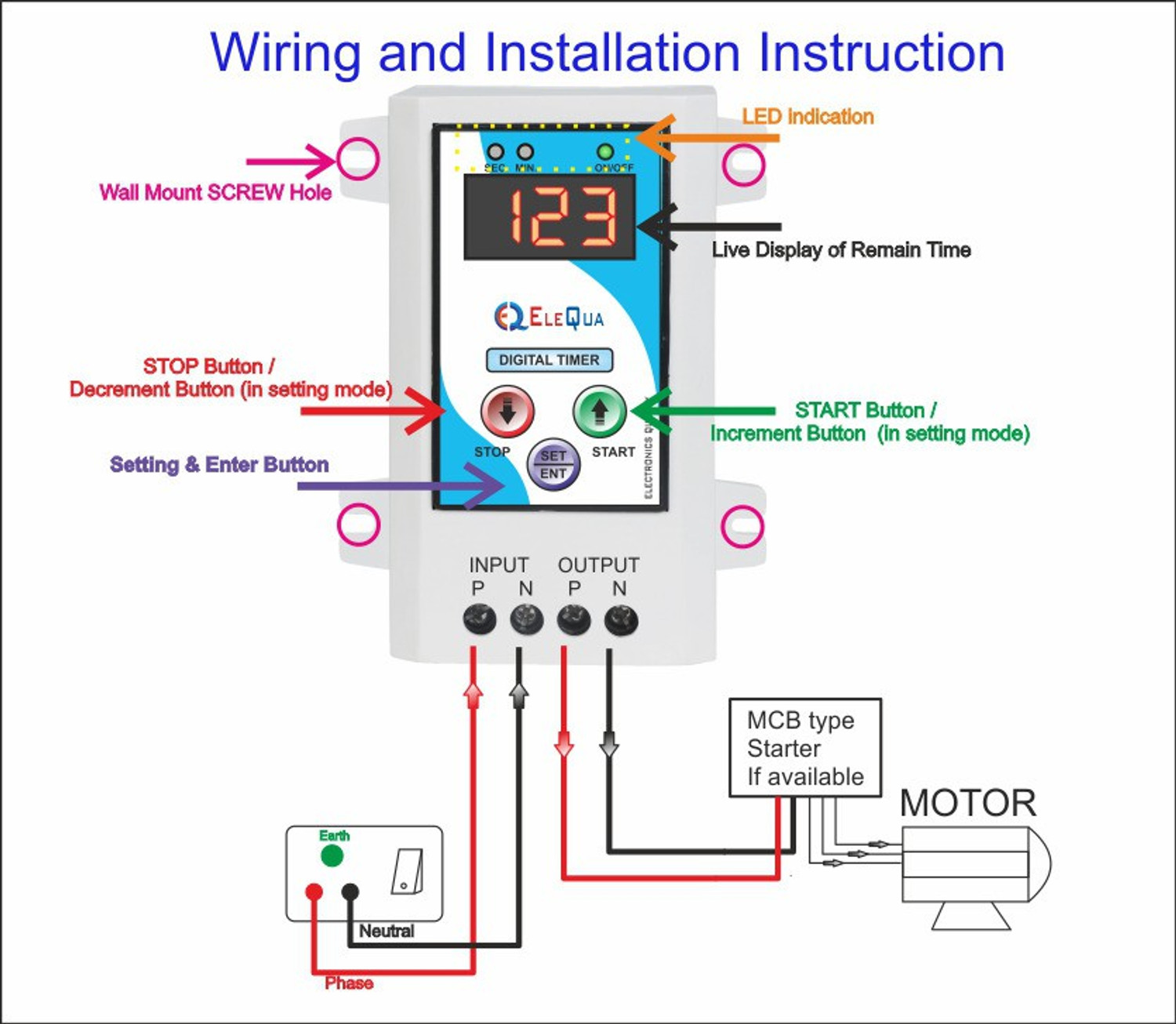 Image of ELEQUA Cyclic timer for Fogger, and other cyclic & Auto Stop Application Up to 1HP Programmable Electronic Timer Switch