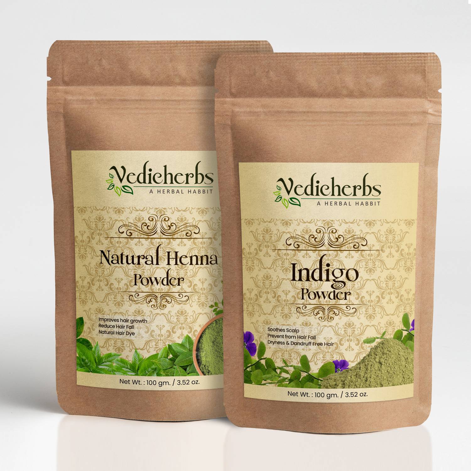Vedicherbs Henna & Indigo Powder Hair Pack - Image 1